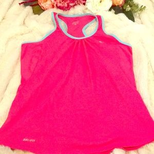 Pink and blue  racer back NiKe workout tank.